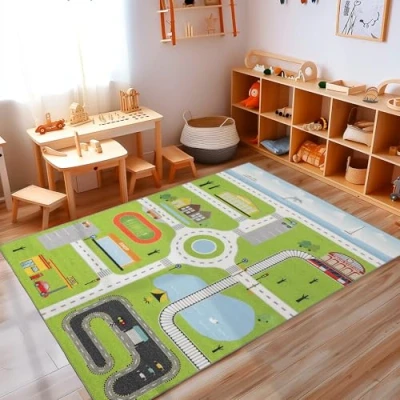 Abbildung von Kinderteppich Straßenteppich, Carpettex, Rechteckig, Höhe: 7 mm, Straßenteppich Teppich Kinderzimmer Rutschfest Waschbar