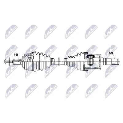 Abbildung von NTY NPW VV 162 Antriebswelle Vorderachse links 578mm Automatikgetriebe
