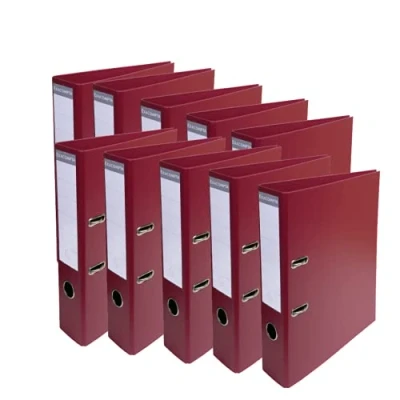 Abbildung von Exacompta 53704E 10er Pack Premium PVC Ordner Prem&#039;Touch. 7 cm breit DIN A4 Ringordner Aktenordner Briefordner Büroordner Plastikordner Schlitzordner bordeaux