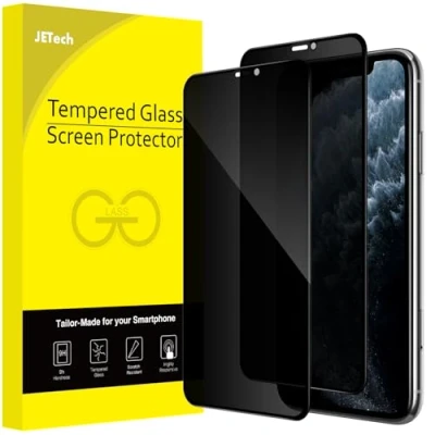 Abbildung von JETech Sichtschutz Full Screen für iPhone 11 Pro/X/XS 5,8 Zoll, Anti Spy Panzer Schutz Glas Folie Schutzfolie, Kante zu Displayschutz Hat Keinen Einfluss auf die Hülle, 2 Stück