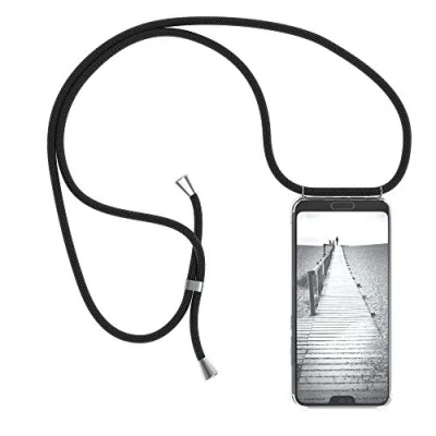 Abbildung von EAZY CASE Handykette kompatibel mit Honor 10 Handyhülle Umhängeband, Handykordel Schutzhülle, Silikonhülle, Hülle Band, Stylische Kette für Smartphone, Schwarz