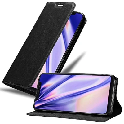 Abbildung von Cadorabo Hülle kompatibel mit Xiaomi Mi 8 aus Premium Kunst Leder Flip Klappbare Stoßfeste Magnetische [Standfunktion] [Kartenfächern] Cover für Tasche in Schwarz
