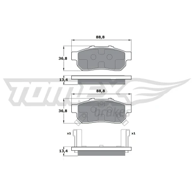 Abbildung von Bremsbelagsatz, Scheibenbremse TOMEX Brakes TX 17 22