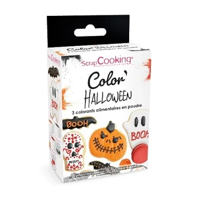 Abbildung von ScrapCooking 3er Set Halloween Lebensmittelfarben Pulver Orange, Schwarz, Rot Essbare Lebensmittel Farben für Backen, Torten, Kekse, Kuchen, Teigen, Fondant Halloweendeko 4017