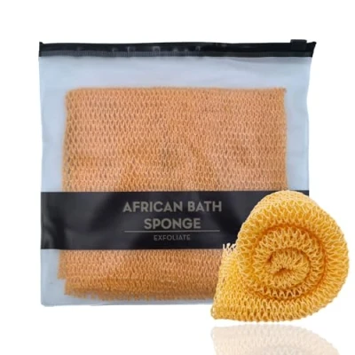 Abbildung von XIANZANDER afrikanischer Netzschwamm, afrikanisches Peeling Netz, Schwamm, Tiefenreinigung, Rückenschrubber, Netz Badeschwamm für Männer und Frauen (Orange)