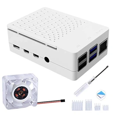 Abbildung von GeeekPi Raspberry Pi 4 Gehäuse, Gehäuse für mit PWM Lüfter 40X40X10mm und Stück Kühlkörper Model B 8GB/4GB/2GB (weiß)