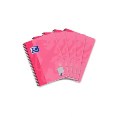 Abbildung von Oxford Touch Collegeblock B5 kariert mit Rand, 80 Blatt (160 Seiten), pink, 5 Stück