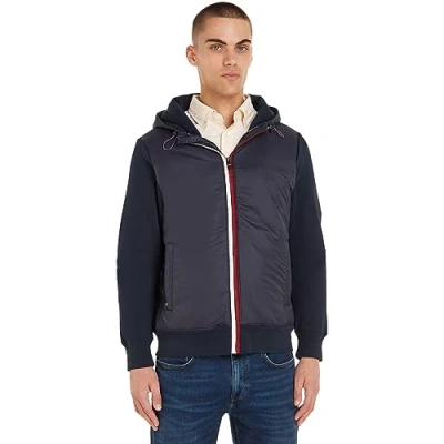 Abbildung von Tommy Hilfiger Clean MIX Media ZIP THRU Hoody Übergangsjacke, Herren, Größe: Medium, Desert sky