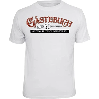 Abbildung von RAHMENLOS® T Shirt Gästebuch als Geschenk zum 50. Geburtstag