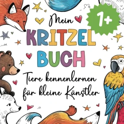 Abbildung von Kritzelbuch ab 1 Jahr: Tiere kennenlernen für kleine Künstler Malbuch mit 50 Tierbildern zum Kritzeln und Ausmalen