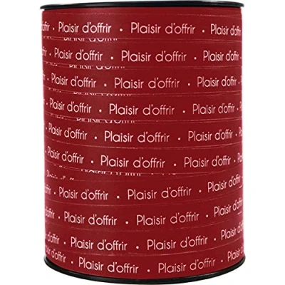 Abbildung von Clairefontaine 602106C Spule Geschenkband 250mx10mm, Beschriftung Plaisir d&#039;offrir (französisch), Rot, 1