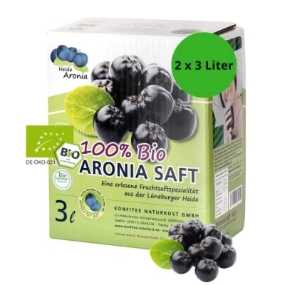 Abbildung von Heide Aronia Bio Muttersaft I 2x 3 Liter Bag in Box ohne Zusatzstoffe &amp; Aromen Fruchtgehalt von 100% Direktsaft Aroniabeeren aus deutscher Ernte