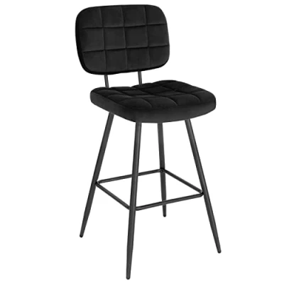 Abbildung von EUGAD Barhocker, Barstuhl, Küchenstuhl, Tresenhocker, Bistrohocker, Design Hocker, mit Rückenlehne Fußstütze, gut gepolstert, aus Samt Metall, Schwarz 1042BY 1
