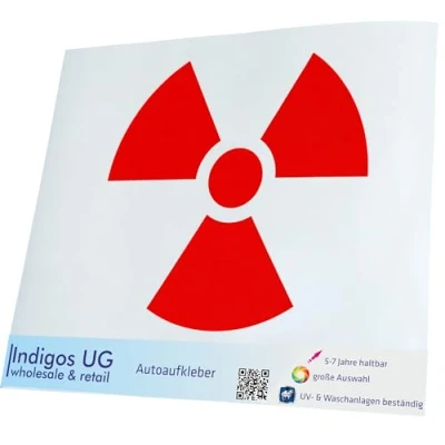 Abbildung von INDIGOS UG Aufkleber Autoaufkleber JDM Die Cut Auto 200x183 mm Radioaktiv rot Heckscheibe Heckscheibenaufkleber Sticker Tuning