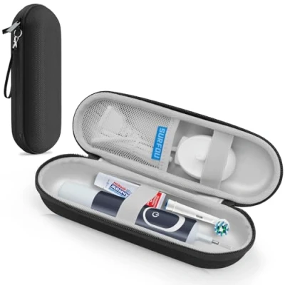 Abbildung von SURFOU Elektrische Zahnbürsten Etui für Oral B/Oral B Pro/Phlips Sonicare, Tragbares Hartschalen Reisetasche, Travel Essentials Reiseetui mit Zubehör Aufbewahrung, Schwarz