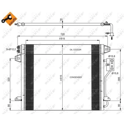 Abbildung von NRF EASY FIT 35928 Klimakondensator mit Dichtring 15,8 Aluminium 615 CHRYSLER: GRAND 5OYAGER 5, LANCIA: Voyager