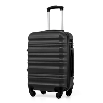 Abbildung von COOLIFE Hartschalen Koffer Trolley Rollkoffer Reisekoffer mit TSA Schloss und 4 Rollen (Schwarz, Handgepäck)