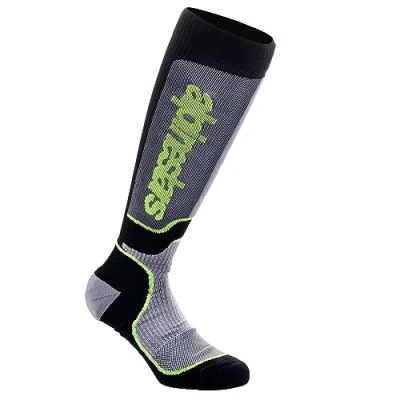 Abbildung von Alpinestars Unisex Plus Technische Socken MX, Schwarz Grau Gelb Fluo, L