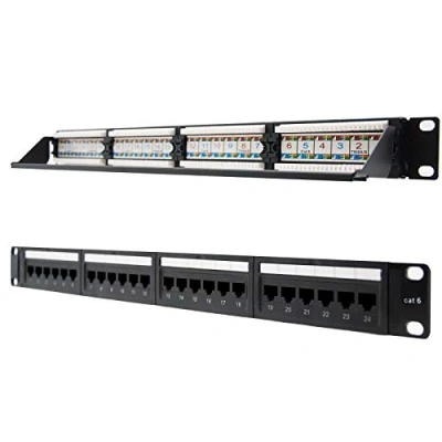 Abbildung von Nanocable 10.21.2124 Patchpanel 24 Ports RJ45 Cat.6 UTP, für Rack 19 &quot;1HE Dual IDC, schwarz