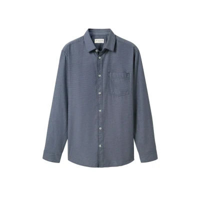 Abbildung von TOM Tailor Regular FIT MIT Struktur Hemd, Herren, Größe: Medium, Navy diagonal structure