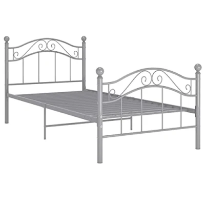 Abbildung von vidaXL Bett mit Lattenrost Metallbett Einzelbett Bettgestell Schlafzimmerbett Bettrahmen Ehebett Schlafzimmermöbel Grau Metall 100x200cm