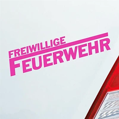 Abbildung von Auto Aufkleber Freiwillige Feuerwehr langes F Leben 19,5x4,5 cm Pink Sticker Heckscheibenaufkleber