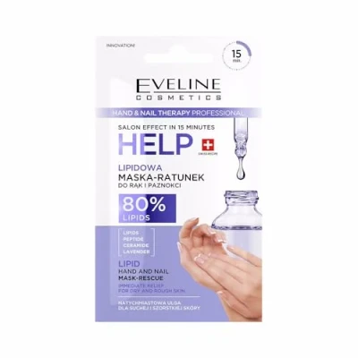 Abbildung von Eveline Cosmetics Hand &amp; Nagel Therapie Rescue Maske Intensive Feuchtigkeits Stärkebehandlung für trockene Haut und brüchige Nägel mit Lavendelduft