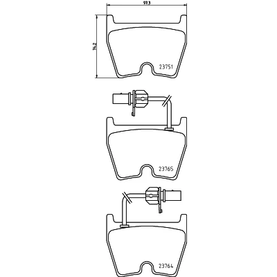 Abbildung von HELLA 8DB 355 009 191 Bremsbelagsatz mit integriertem Verschleißwarnkontakt AUDI: A6 C5 Avant, Limousine, R8 Coupe, VOLKSWAGEN: Phaeton