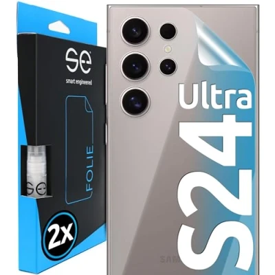 Abbildung von smart engineered [2 STK.] 3D Schutzfolie für die Rückseite kompatibel mit Samsung Galaxy S24 Ultra, transparenter, selbstheilender Schutz vor Schmutz und Kratzern, Backcover, Alt. Schutzglas