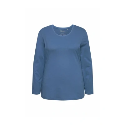 Abbildung von Ulla Popken COL ROND Langarmshirt, Damen, Größe: 42/44, Ink blue