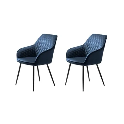 Abbildung von FJORDFORM Esszimmerstuhl, 2&#039;er Stühlen, Blau velvet, Schwarze metalbeine Chair, Samt, one size