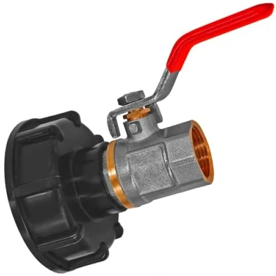 Abbildung von IBC Adapter Kappe + Messing Kugelhahn mit Hebelgriff 3/4&quot; Innengewinde