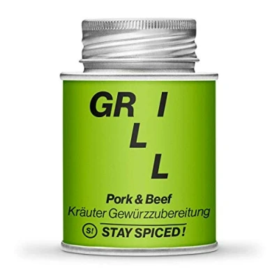 Abbildung von STAY SPICED ! Barbecue for Champions I Hochwertiges Kräuter Pork Beef Gewürz Getrocknet &amp; fein gemahlen 170 ml Schraubdose