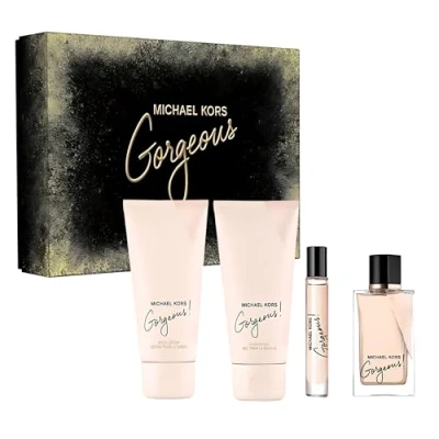 Abbildung von Gorgeous by Michael Kors for Women Geschenk Set 3,4 oz EDP Spray, Body Lotion, Shower Gel, 0,33 Eau de Parfum Spray