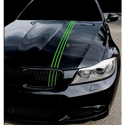 Abbildung von Finest Folia Aufkleber Set Neon Grün für Front Kühlergrill Motorhaube Sticker Gitter Zierstreifen Folie selbstklebend Kfz Zubehör KX003