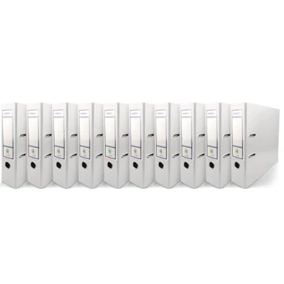 Abbildung von Netuno 10x Akten Ordner Weiß DIN a4 Ekobox 2 Ring Mechanik Ringorder 8cm Kunststoff breit Büroordner Plastikordner Briefordner Ringmappe breiter Aktenordner PP farbig