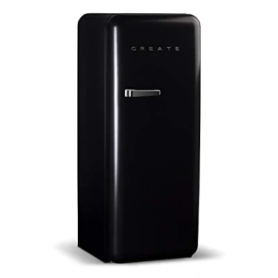 Abbildung von CREATE / RETRO FRIDGE 150 SILVER/Kühlschrank mit Gefrierfach 281L in Schwarz, Griff Silber 102W, niedriger Energieverbrauch, 150cm, 3 Ablagen, Temperaturregelung,60x60x150cm