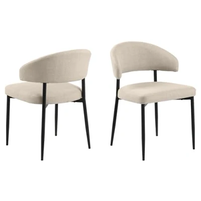 Abbildung von möbelando Polsterstuhl &gt;Edina&lt; (2er Set) in Beige, Polyester,Stahl 56x77x55cm (BxHxT)