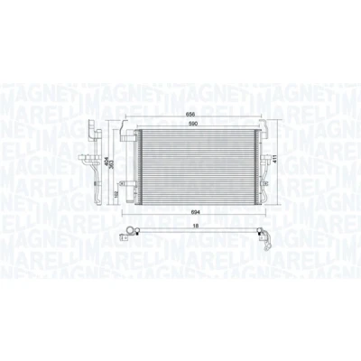 Abbildung von MAGNETI MARELLI 350203894000 Klimakondensator mit Trockner 612x360x18 360 612 18 HYUNDAI: Coupe II