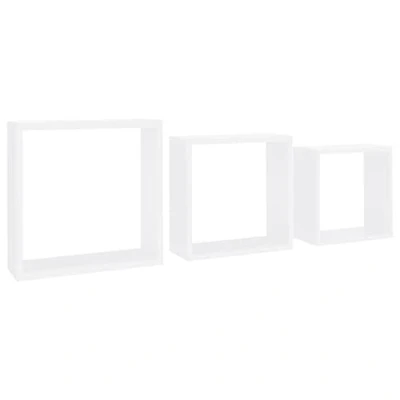 Abbildung von vidaXL Würfelregal 3 TLG. Wandregal Hängeregal Regalwürfel Cube Lounge CD Regal Bücherregal Schweberegal Wandboard Dekoregal Weiß MDF