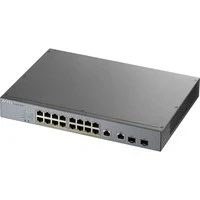 Abbildung von Zyxel Gigabit Smart Managed PoE+ Switch mit 16 Ports, einem Budget von 250 W und zwei Combo Ports Nebula Cloud Management, Long Range PoE [GS1350 18HP]
