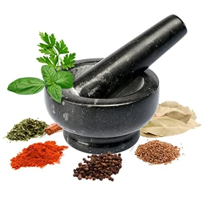 Abbildung von BROWIN® Küchenmörser mit Stößel aus Granit 312012 Ø 10 cm Zerkleinerer für Kerne, Gewürze, Nüsse, Pfeffer oder Kräuter