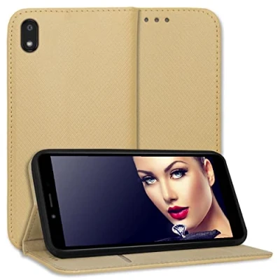 Abbildung von mtb more energy® Schutz Tasche Smart Magnet kompatibel mit LG K20 (2019, LM X120, 5.45&#039;&#039;) Gold Bookstyle Klapp Cover Hülle Wallet Case