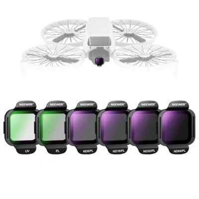 Abbildung von NEEWER ND/CPL Filter Zubehör Set kompatibel mit DJI Flip Drone (6er Pack), ND8/PL ND16/PL ND32/PL ND64/PL PL UV, Snap On, Optisches HD Glas, Graufilter Polfilter ND Linsen Set, FL N35