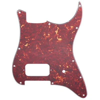 Abbildung von Musiclily Pro 11 Löcher Strat Pickguard 1 Humbucker Gitarren Schlagbrett für Fender USA/Mexico Tom Delonge Style E Gitarre, 4 lagig Vintage Tortoise