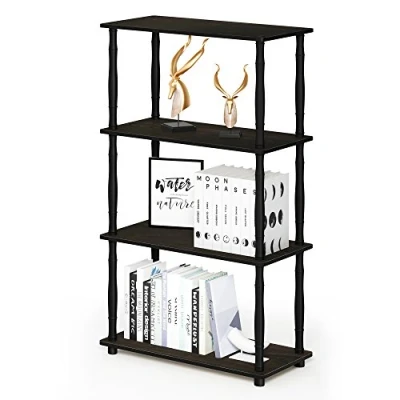 Abbildung von Furinno Mehrzweck Regal mit 4 Ebenen, holz, Espresso/Schwarz, 29.46 x 59.94 109.86 cm
