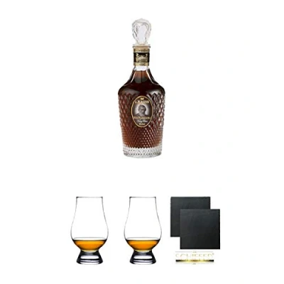 Abbildung von A.H. Riise Non Plus Ultra Rum 42% 0,7 Liter + The Glencairn Glass Whisky Glas Stölzle 1 Stück Schiefer Glasuntersetzer eckig ca. 9,5 cm Ø 2