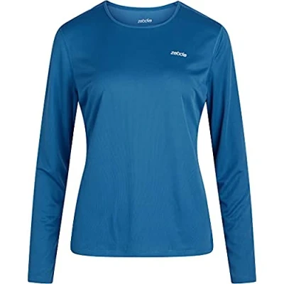Abbildung von Zebdia Damen Women L/S Sports Tee Blue T Shirt, Blau, L EU