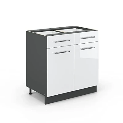 Abbildung von Vicco Unterschrank Fame Line, Weiß Hochglanz/Anthrazit, 80 cm ohne Arbeitsplatte