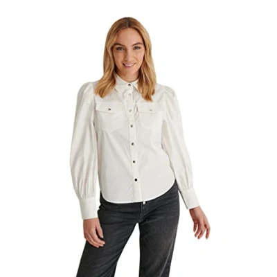 Abbildung von NA KD Damen Puff Sleeve Shirt Hemd, weiß, 40 EU